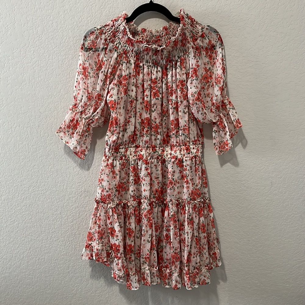 MISA Darla Poppy Print Off Shoulder Mini Dress, Size M - Picture 9 of 10